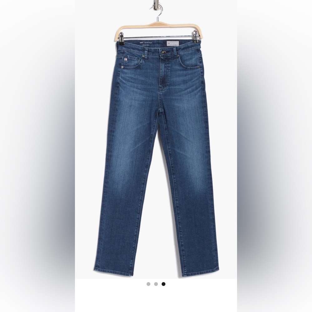 Ag Women's Straight-Leg Cropped Jeans in Medium Blue - Petite Friendly